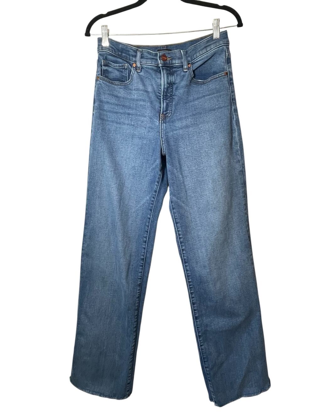 Express Wide Leg Jeans Womens Size 8 Raw Hem Stretch Zip Fly